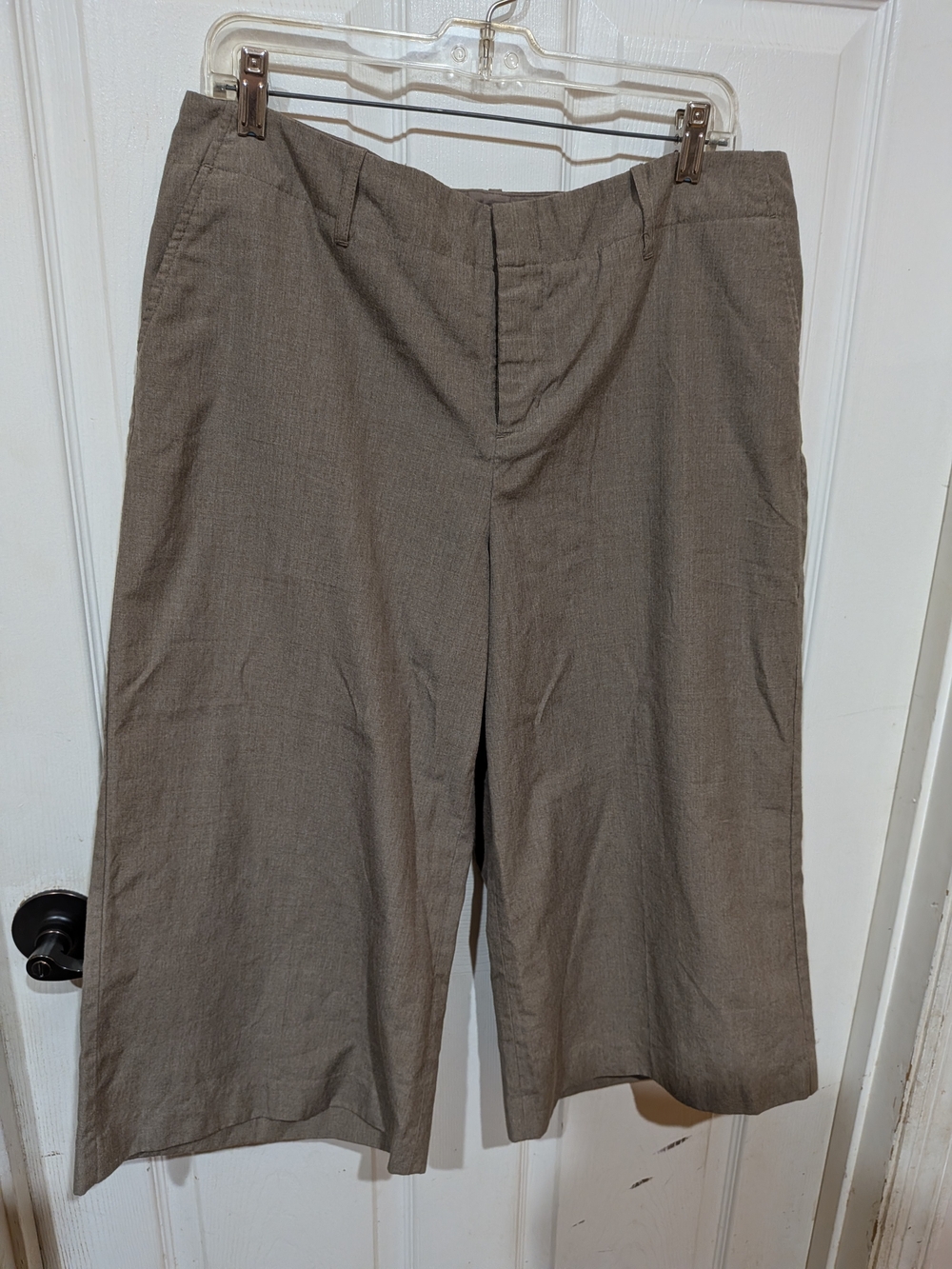 Soft Brown Wide Leg Women's Short Capris Office Business Casual